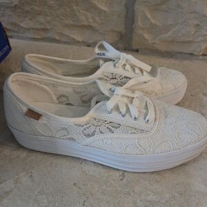 Keds White Lace Platform Sneakers